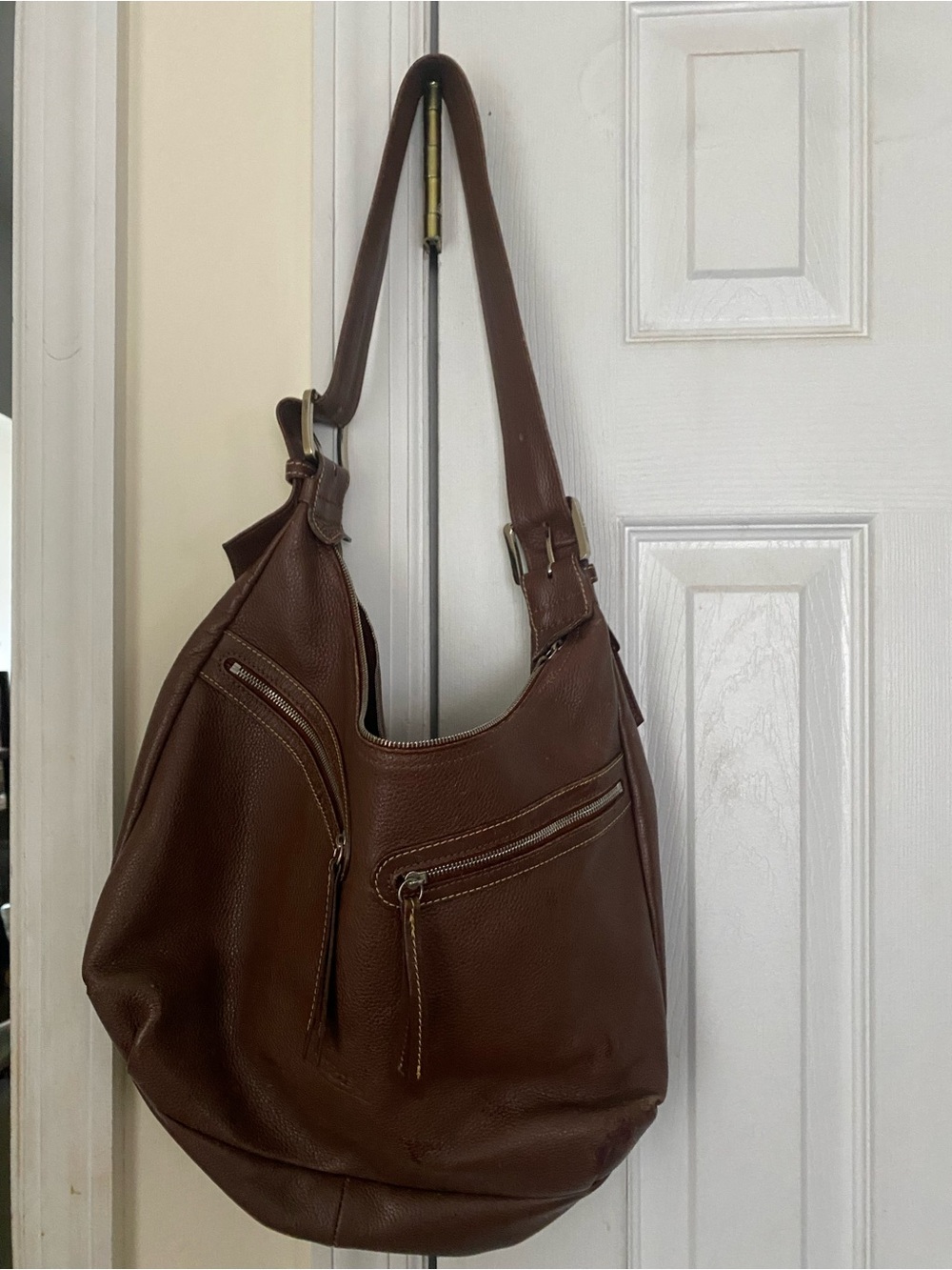 Longchamp Brown Leather Hobo Shoulder Bag